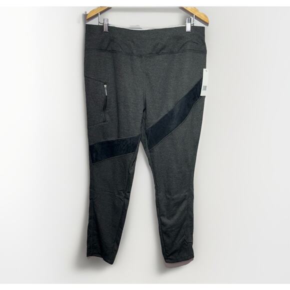 Tahari Sport Jogger Pants 3X Charcoal & Black Velvet Detail Cotton Stretch NWT - Picture 1 of 9
